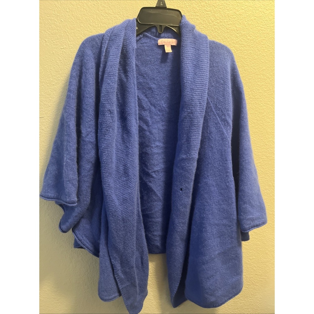 Lilly Pulitzer Women Cardigan Sweater Shawl Collar Blue Cashmere‎ Size M